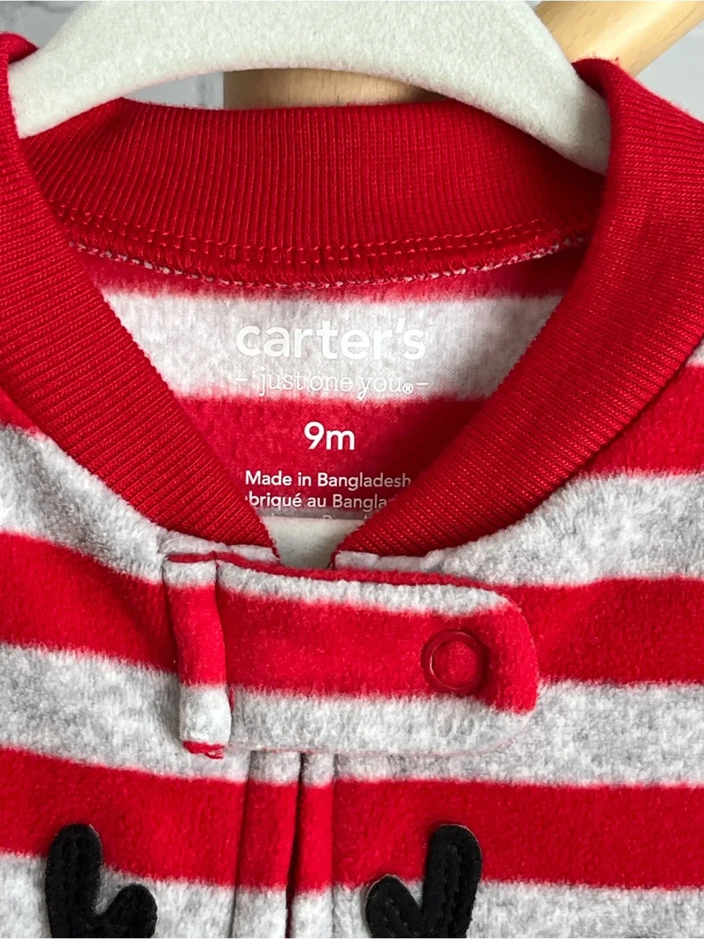 ⭐️⭐️PICK 5 / $20 Carter's Red & White Striped Reindeer Footed One-Piece for Kids